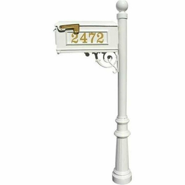 Lewiston Mailbox Post System with Fluted Base & Ball Finial White LMCV-804-WHT
